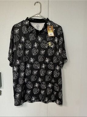 Rivalry Threads Colorado Buffalos Black Short-Sleeve Floral Polo